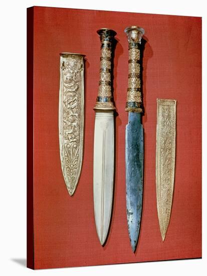 The King's Two Daggers, from the Tomb of Tutankhamun (circa 1370-52 BC) New Kingdom (Gold & Iron)-null-Stretched Canvas