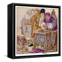 The King was in His Counting- House Counting out His Money-Anne Anderson-Framed Stretched Canvas