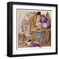 The King was in His Counting- House Counting out His Money-Anne Anderson-Framed Art Print