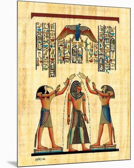 The King with Horus-null-Mounted Art Print