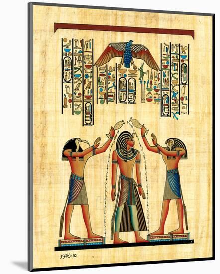 The King with Horus-null-Mounted Art Print