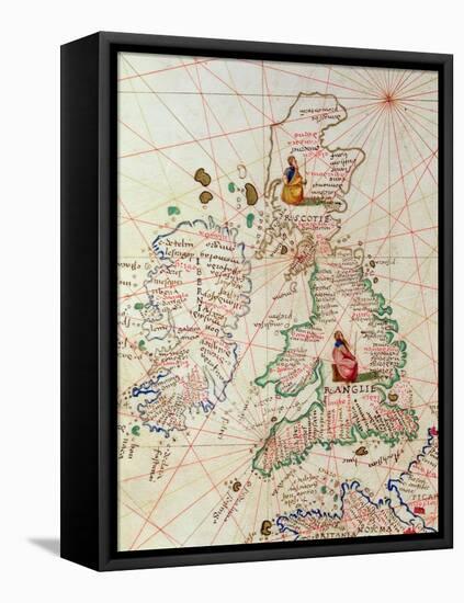 The Kingdoms of England and Scotland, from an Atlas of the World in 33 Maps, Venice-Battista Agnese-Framed Stretched Canvas