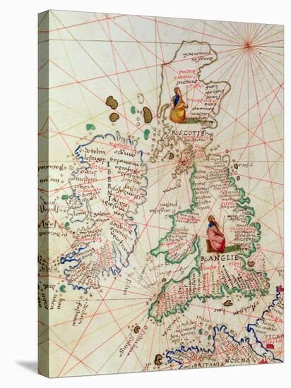 The Kingdoms of England and Scotland, from an Atlas of the World in 33 Maps, Venice-Battista Agnese-Stretched Canvas