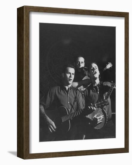 The Kingston Trio Performing on Stage-Thomas D^ Mcavoy-Framed Premium Photographic Print
