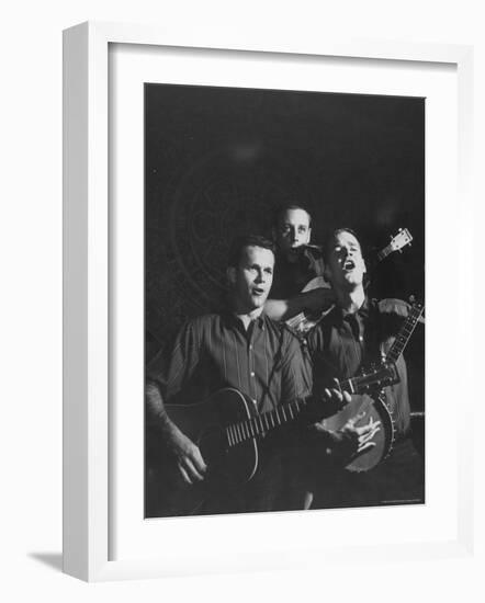 The Kingston Trio Performing on Stage-Thomas D^ Mcavoy-Framed Premium Photographic Print