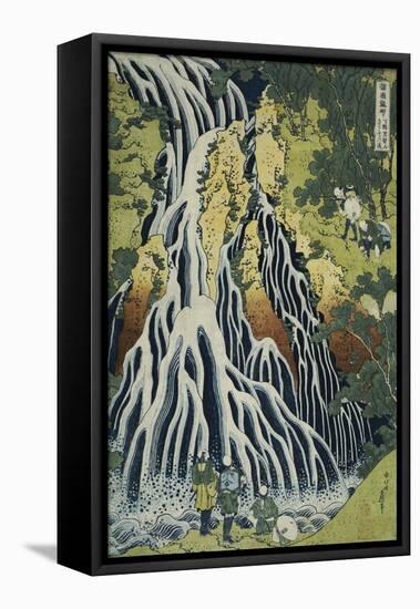 The Kirifuri Waterfall at Mt. Kurokami in Shimotsuke Province-Katsushika Hokusai-Framed Stretched Canvas