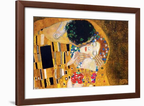 The Kiss, c.1907 (detail)-Gustav Klimt-Framed Premium Giclee Print