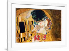 The Kiss, c.1907 (detail)-Gustav Klimt-Framed Premium Giclee Print