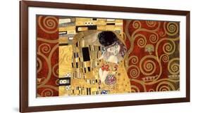 The Kiss (gold montage)-Gustav Klimt-Framed Art Print