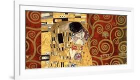 The Kiss (gold montage)-Gustav Klimt-Framed Art Print