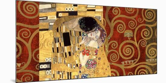 The Kiss (gold montage)-Gustav Klimt-Mounted Art Print