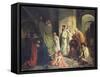 The Kiss of Peace in the Catacombs-Charles Louis Fredy de Coubertin-Framed Stretched Canvas