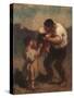 The Kiss or Father and Child-Honoré Daumier-Stretched Canvas