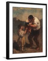 The Kiss or Father and Child-Honoré Daumier-Framed Giclee Print