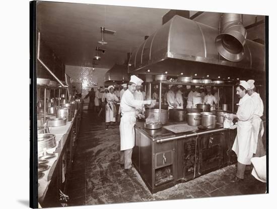 The Kitchen at the Ritz-Carlton Hotel, c.1910-11-Byron Company-Stretched Canvas