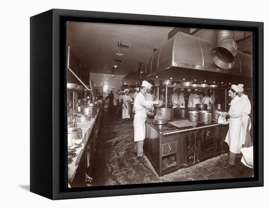 The Kitchen at the Ritz-Carlton Hotel, c.1910-11-Byron Company-Framed Stretched Canvas