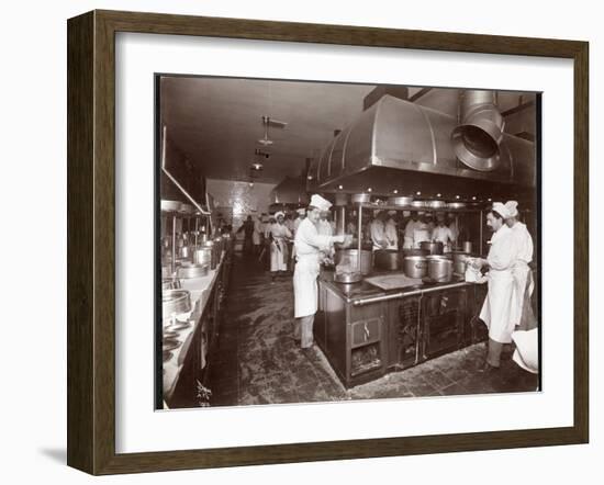 The Kitchen at the Ritz-Carlton Hotel, c.1910-11-Byron Company-Framed Giclee Print