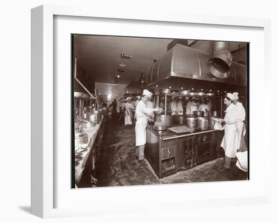 The Kitchen at the Ritz-Carlton Hotel, c.1910-11-Byron Company-Framed Giclee Print