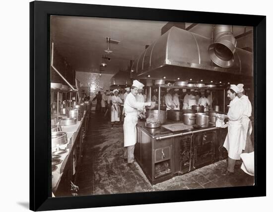 The Kitchen at the Ritz-Carlton Hotel, c.1910-11-Byron Company-Framed Giclee Print