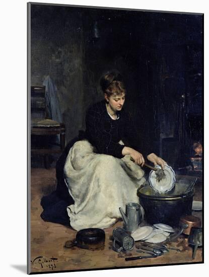 The Kitchen Maid Washing-Up-Victor Gabriel Gilbert-Mounted Giclee Print