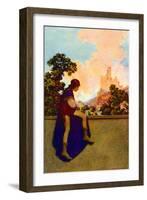 The Knave Watching Violetta Depart-Maxfield Parrish-Framed Art Print