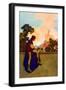 The Knave Watching Violetta Depart-Maxfield Parrish-Framed Art Print