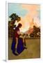 The Knave Watching Violetta Depart-Maxfield Parrish-Framed Art Print