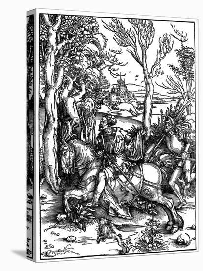 The Knight and the Landsknecht (Soldier Servan), 1497-1498-Albrecht Durer-Stretched Canvas