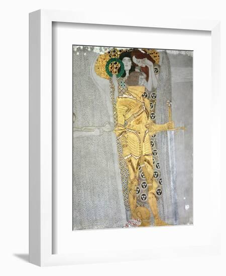 The Knight Detail of the Beethoven Frieze, Said to be a Portrait of Gustav Mahler (1860-1911), 1902-Gustav Klimt-Framed Giclee Print