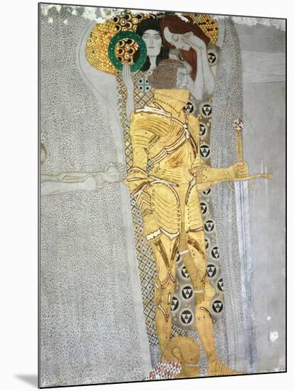 The Knight Detail of the Beethoven Frieze, Said to be a Portrait of Gustav Mahler (1860-1911), 1902-Gustav Klimt-Mounted Giclee Print