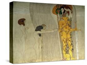 The "knight in shining armour", Detail of 40-17-06/3. Total frieze: 34.14 x 2.15 m.-Gustav Klimt-Stretched Canvas