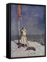 The Knight Stands Watch on St. Georges Mount with Banner, the Talisman: A Tale of the Crusaders-Simon Harmon Vedder-Framed Stretched Canvas