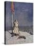 The Knight Stands Watch on St. Georges Mount with Banner, the Talisman: A Tale of the Crusaders-Simon Harmon Vedder-Stretched Canvas