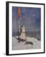 The Knight Stands Watch on St. Georges Mount with Banner, the Talisman: A Tale of the Crusaders-Simon Harmon Vedder-Framed Giclee Print