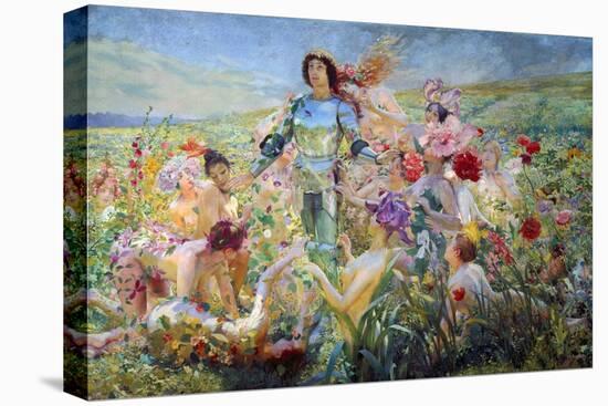 The Knight with the Flower Nymphs-Georges Rochegrosse-Stretched Canvas