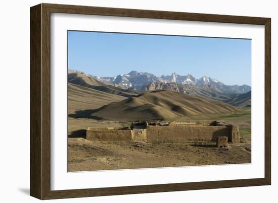 The Koh-e Baba mountains make an impressive backdrop in Bamiyan Province, Afghanistan, Asia-Alex Treadway-Framed Photographic Print