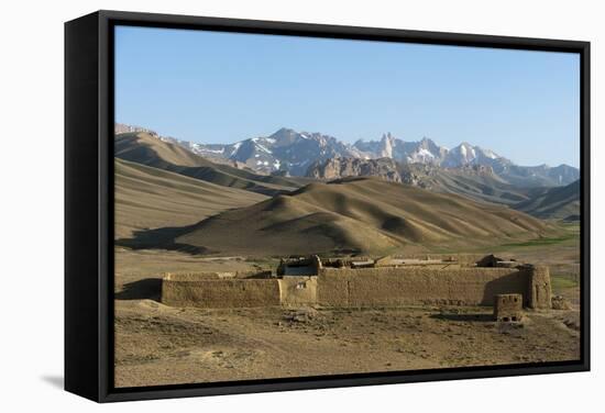 The Koh-e Baba mountains make an impressive backdrop in Bamiyan Province, Afghanistan, Asia-Alex Treadway-Framed Stretched Canvas