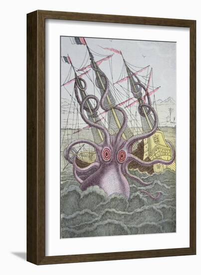 The Kraken Drags Down a Ship-null-Framed Giclee Print