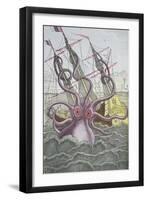 The Kraken Drags Down a Ship-null-Framed Giclee Print