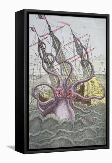 The Kraken Drags Down a Ship-null-Framed Stretched Canvas