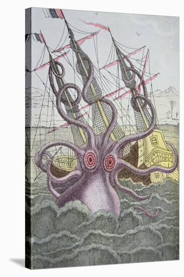 The Kraken Drags Down a Ship-null-Stretched Canvas