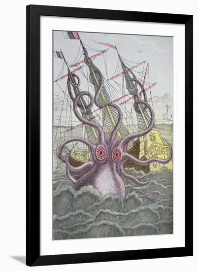 The Kraken Drags Down a Ship-null-Framed Giclee Print