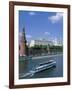 The Kremlin and Moskva River with Tourist Boat, Moscow, Russia-Steve Vidler-Framed Photographic Print