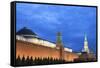 The Kremlin at Night with Lenin's Tomb from Red Square, Moscow, Russia, Europe-Martin Child-Framed Stretched Canvas