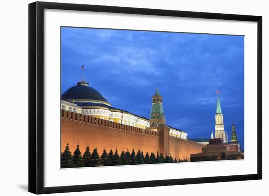 The Kremlin at Night with Lenin's Tomb from Red Square, Moscow, Russia, Europe-Martin Child-Framed Photographic Print