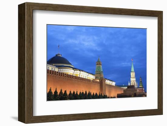 The Kremlin at Night with Lenin's Tomb from Red Square, Moscow, Russia, Europe-Martin Child-Framed Photographic Print