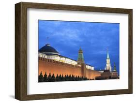 The Kremlin at Night with Lenin's Tomb from Red Square, Moscow, Russia, Europe-Martin Child-Framed Photographic Print