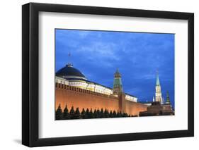 The Kremlin at Night with Lenin's Tomb from Red Square, Moscow, Russia, Europe-Martin Child-Framed Photographic Print