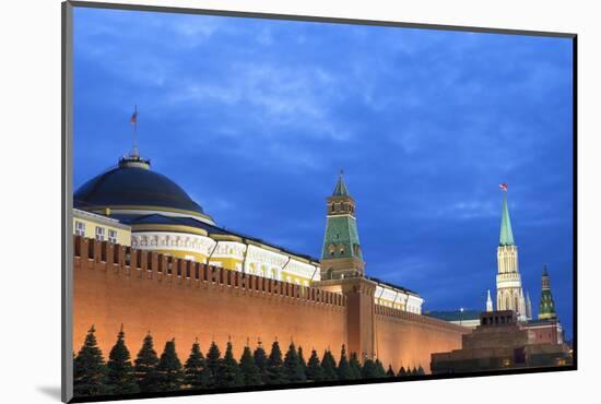 The Kremlin at Night with Lenin's Tomb from Red Square, Moscow, Russia, Europe-Martin Child-Mounted Photographic Print