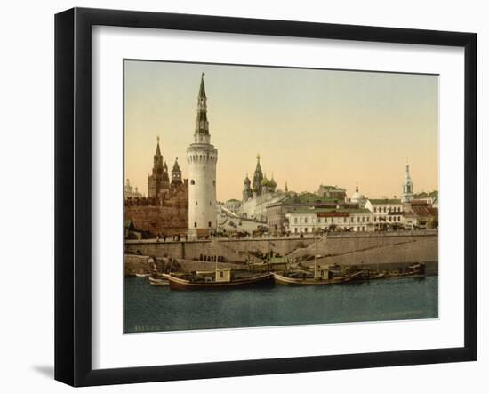 The Kremlin towards the Place rouge, Moscow in Russia, c.1890-c.1900-null-Framed Giclee Print